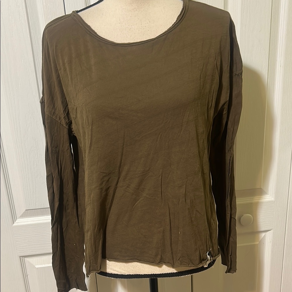 One Teaspoon Olive Green Relaxed Long Sleeve Top